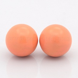 Kein Loch lackiert Messing runden Ball Perlen passen Käfig Anhänger, orange, 18 mm