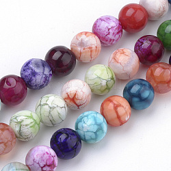 Chapelets de perle en agate naturelle patinée, teinte, ronde, couleur mixte, 10mm, Trou: 1mm, Environ 40 pcs/chapelet, 15.7 pouce (39.8 cm)
