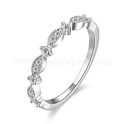 Romantic Korean Style Brass Cubic Zirconia Finger Rings for Valentine's Day, Size 5, Platinum, 15.5mm