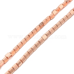 Chapelets de perles hématite synthétique sans magnétique, triangle, rose plaqué or, 3x2.5x2.7mm, Trou: 0.8mm, Environ 133 pcs/chapelet, 16.30'' (41.4 cm)