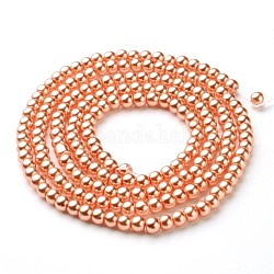 Abalorios de perla de vidrio, pearlized, redondo, coral, 4~5mm, agujero: 1 mm, aproximamente 200 pcs / cadena, 30.71 pulgada (78 cm)