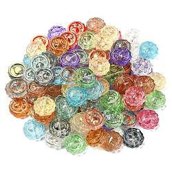 100 Stück handgefertigte Bunte Malerei-Perlen, flach rund mit Katzenpfotenabdrücken, Mischfarbe, 15x5.5 mm, Bohrung: 1.2 mm