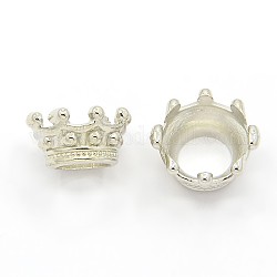 Alloy Crown Bead Caps & Cones, Nickel Free, Platinum, 12x7mm, Hole: 7mm