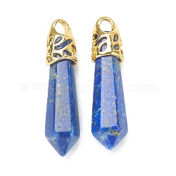 Balles lapis lazuli naturel pendentifs, avec les accessoires en alliage de tonalité de platine, 33~40x8~10mm, Trou: 3x2mm