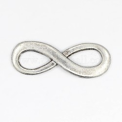 Alloy Charms, Infinity Pendants for Jewellery Making, Lead Free, Antique Silver, about 23mm long, 8mm wide, 2.5mm thick, hole: 8x5mm