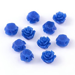 Perles en résine, fleur, bleu moyen, 6x4mm, Trou: 1mm
