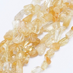 Natural Citrine Beads Strands, Tumbled Stone, Nuggets, 8~14x5~9mm, Hole: 1.2mm, 15.7 inch(40cm)