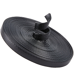 Gorgecraft 5м плоский шнур из искусственной кожи, для декора подушек, чёрные, 12x2 мм, около 5.47 ярда (5 м) / рулон