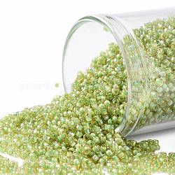Toho perline rotonde, perline giapponesi, (946) topazio foderato verde chiaro, 15/0, 1.5mm, Foro: 0.7 mm, circa 15000pcs/50g