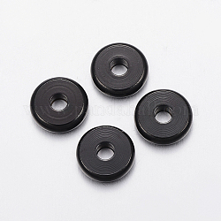 304 Edelstahl-Abstandhalter-Perlen, Donut, Elektrophorese schwarz, 10x2.5 mm, Bohrung: 3 mm