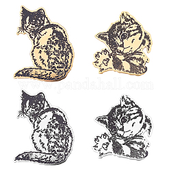 Unicraftale4pcs4スタイルの猫のブローチ  バックパックの服のための201つのステンレス鋼の動物の襟章  ミックスカラー  47x36x7mm  36x44x7mm  1個/スタイル