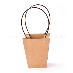 Bolsas de regalo de papel kraft trapezoidal con arandelas de plástico, burlywood, 39.4x17x1.9 cm
