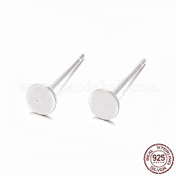 925 orecchino a bottone piatto in argento sterling, orecchini con 925 francobollo, argento, vassoio: 4mm, 11.5mm, ago :0.8mm
