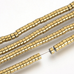 Гальванические немагнитные синтетические гематитовые шарики, плоско-круглые, с золотым покрытием, 4x2 мм, отверстие : 1 мм, около 200 шт / нитка, 15.7 дюйм