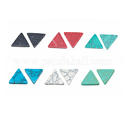 Синтетические малахитовые кабошоны, треугольные, разноцветные, 6x7x1.5 мм