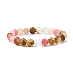 Colorful Tigerskin Glass Round Beads Stretch Bracelet for Teen Girl Women, Beads: 8.5mm, Inner Diameter: 2-1/8 inch(5.3cm)