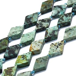 Natürliche afrikanische türkis (jasper) perlen stränge, Rhombus, 20~22x12~13x4~5 mm, Bohrung: 1 mm, ca. 19 Stk. / Strang, 16.73'' (42.5 cm)