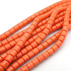 Resin Imitate Coral Column Bead Strands, Orange Red, 14x13mm, Hole: 1mm, about 30pcs/strand, 15.35inch