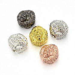 Lega beads testa di leone, colore misto, 12x13x9mm, Foro: 3 mm