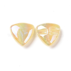 Perles acryliques placage irisé arc-en-ciel, perles de paillettes, triangle avec motif lettre h, champagne jaune, 34.5x35x14.5mm, Trou: 3mm