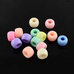 Solid Color Opaque Acrylic European Beads, Large Hole Column Beads, Mixed Color, 12x8mm, Hole: 5mm, about 600pcs/500g