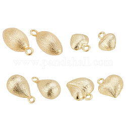 BENECREAT 8Pcs 4 Style Brass Pendants, Oval & Heart & Teardrop, Real 18K Gold Plated, 2pcs/style