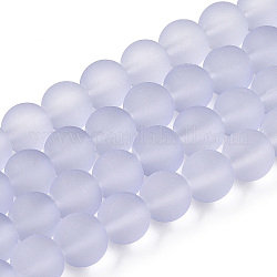 Lilac Frosted Round Transparent Glass Bead Strands, 8mm, Hole: 1.3~1.6mm, about 99pcs/strand, 31.4 inch