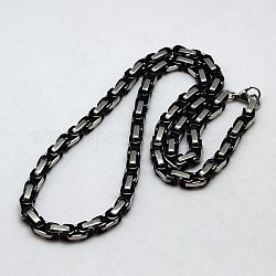 Collane a catena bizantina da uomo alla moda 201 collane in acciaio inossidabile, con chiusure moschettone, nero & colore acciaio inossidabile, 21.3 pollice (54 cm)