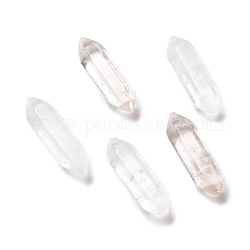 Perles de cristal de quartz naturel de qualité A, pierres de guérison, baguette magique de thérapie de méditation d'équilibrage d'énergie de reiki, sans trou, facette, point double terminé, 22~23x6x6mm