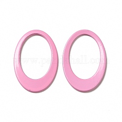 Verniciato a spruzzo 201 anelli di collegamento in acciaio inossidabile, ovale, perla rosa, 18x12x1mm, diametro interno: 8.5x13mm