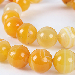 Natural Gemstone Agate Round Bead Strands, Dyed, Dark Orange, 10mm, Hole: 1mm, about 38pcs/strand, 14.96 inch