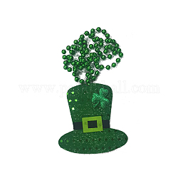 Collana pendente cappello di plastica con catene a sfera per il giorno di san patrizio, verde, 33.07 pollice (84 cm)