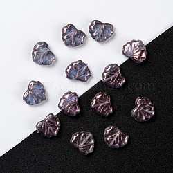 Perles de verre tchèques, feuille d'érable, bleu ardoise, 10.5x13x4mm, Trou: 0.8mm, environ 11 pcs/10 g