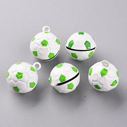 Cuisson pendentifs de cloche en laiton peint, football américain, verte, 21x17.5x16.5mm, Trou: 2mm