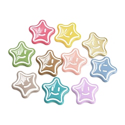 Undurchsichtigen Cabochons, Sterne mit lächelndes Gesicht, Mischfarbe, 23x23x3.5 mm