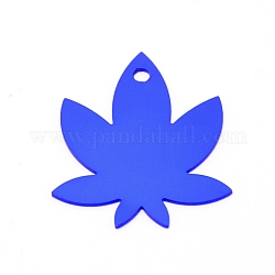 アルミ製ブランクペンダント  カエデの葉  ブルー  43.5x35x1mm  穴：3mm  10個/袋