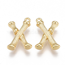 Brass Pendants, Letter, Nickel Free, Real 18K Gold Plated, Letter.X, 18.5x13x4mm, Hole: 1mm