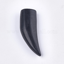 Abalorios de turquesa sintético, teñido, sin agujero / sin perforar, vaina / forma de colmillo, negro, 54x18~19x12.5mm