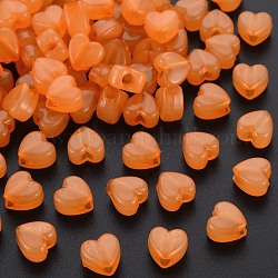 Perles en acrylique de gelée d'imitation, cœur, orange foncé, 8x8.5x5.5mm, Trou: 2.5mm, environ 2030 pcs/500 g