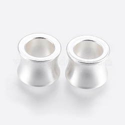 304 perline in acciaio inossidabile, perline con foro grande, tamburo, colore argento placcato, 10x8mm, Foro: 6 mm
