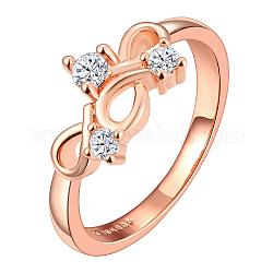Klassische hohle echte rosévergoldete Messing-Zirkonia-Ringe für Frauen, uns Größe 6 (16.5mm)