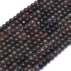 Naturelles perles de pierre de lune noir brins, ronde, 4~4.5mm, Trou: 0.5mm, Environ 90 pcs/chapelet, 15.55 pouce (39.5 cm)
