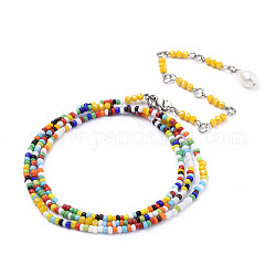 Perle de taille de bijoux d'été, chaîne de corps, chaîne de ventre en perles de rocaille, bijoux de bikini pour femme fille, avec des perles de verre à facettes, colorées, 30.3 pouce (77 cm)