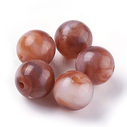 Perles de jade imitation acrylique, ronde, selle marron, 7.5~8x7mm, trou: 1.8 mm, environ 1900 pcs / 500 g