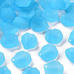 Pendentifs acryliques mats transparents, Pétalin, bleu profond du ciel, 16x14.5x3mm, Trou: 1.6mm