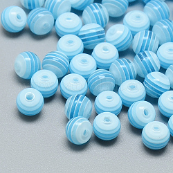 Transparente Streifenharzperlen, Runde, Deep-Sky-blau, 8 mm, Bohrung: 1.6~2 mm