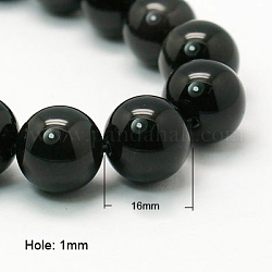 Cuentas de obsidiana natural hebras, redondo, aa grado, negro y colorido, 16mm