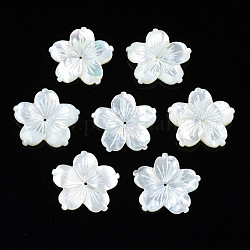 Shell perle bianche naturali, fiore, 23.5~24x24.5~25x2~5mm, Foro: 1 mm