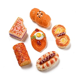 Cabochons décodés en résine alimentaire imitation, jambon, œufs et pain, formes mixtes, couleur mixte, 13~15.5x21.5~27x10~14mm