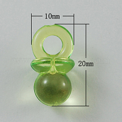 Transparent Acrylic Pendants, Pacifier, Green Yellow, 20x10x10mm, Hole: 5mm, about 670pcs/500g